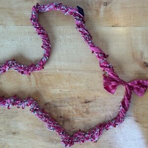 Braided Silk Scarf Necklace in Deep Red
